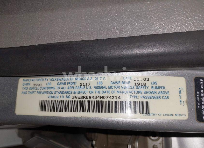 Photo 9 of 2004 Volkswagen Jetta GLS TDI (VIN 3VWSR69M34M074214)