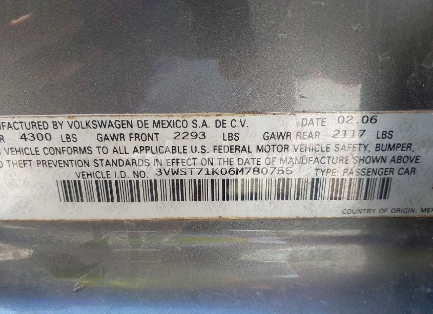 Photo 9 of 2006 Volkswagen Jetta TDI (VIN 3VWST71K06M780755)