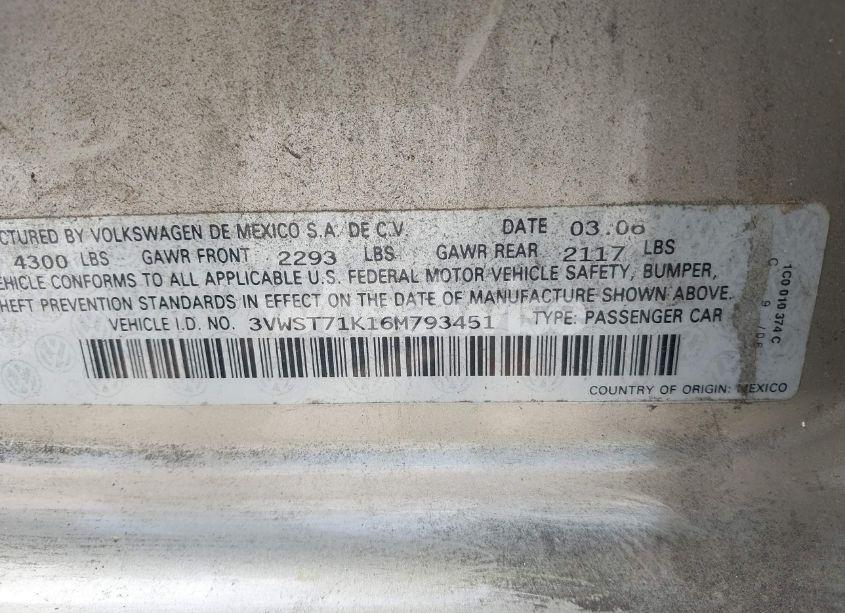 Photo 9 of 2006 Volkswagen Jetta TDI (VIN 3VWST71K16M793451)