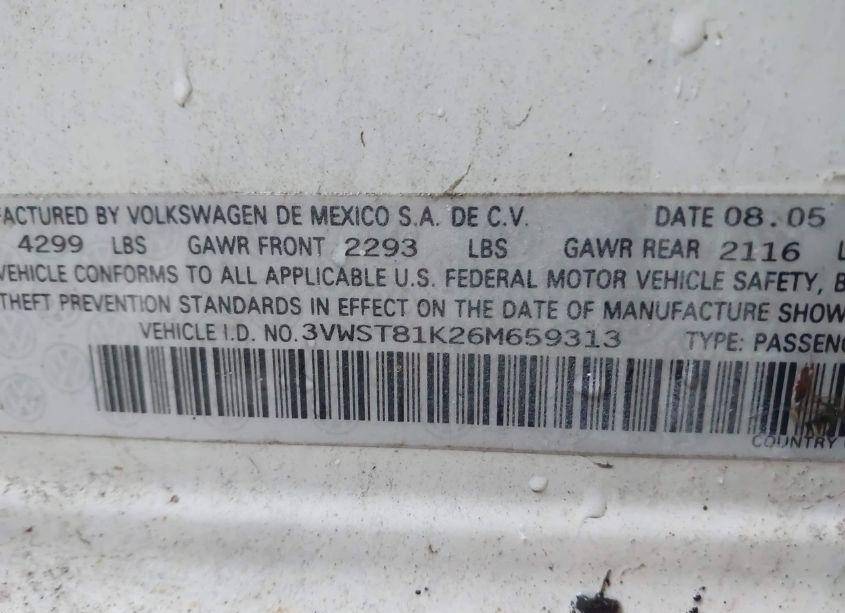 Photo 9 of 2006 Volkswagen Jetta TDI (VIN 3VWST81K26M659313)