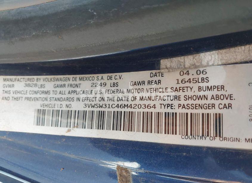 Photo 9 of 2006 Volkswagen New BEETLE 2.5 (VIN 3VWSW31C46M420364)