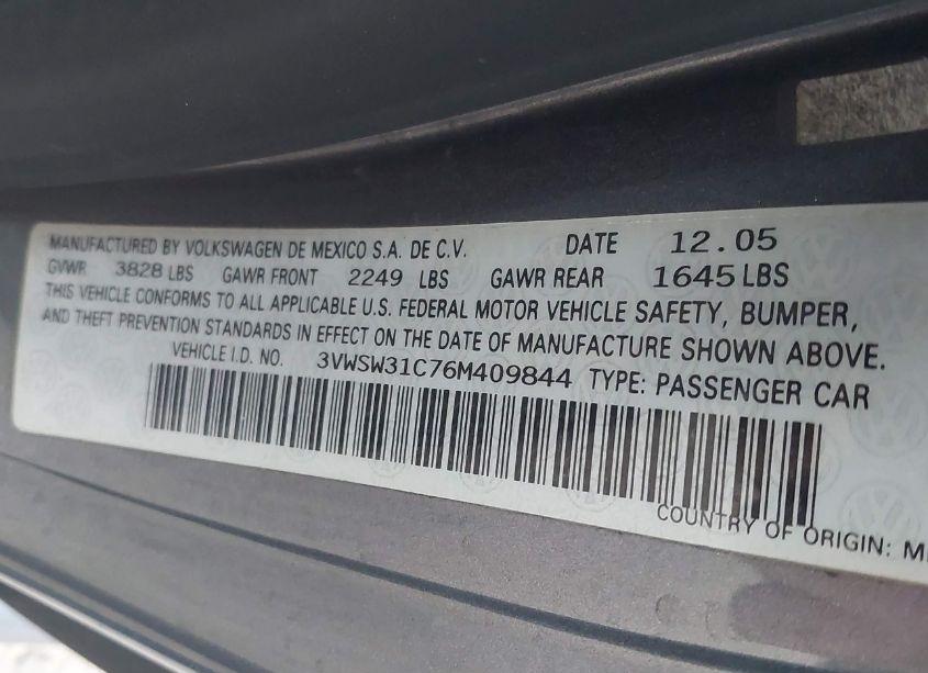 Photo 9 of 2006 Volkswagen New BEETLE 2.5 (VIN 3VWSW31C76M409844)