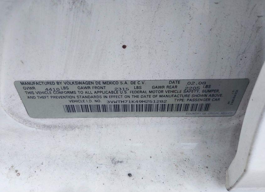 Photo 9 of 2009 Volkswagen Jetta 2.5L SE (VIN 3VWTM71K49M251282)