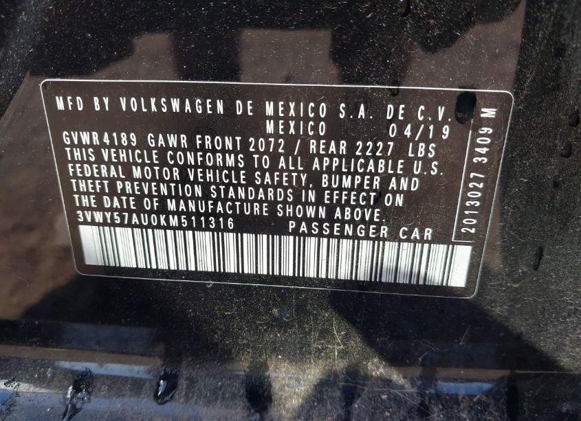 Photo 9 of 2019 Volkswagen Golf SPORTWAGEN 1.4T S/1.4T SE (VIN 3VWY57AU0KM511316)