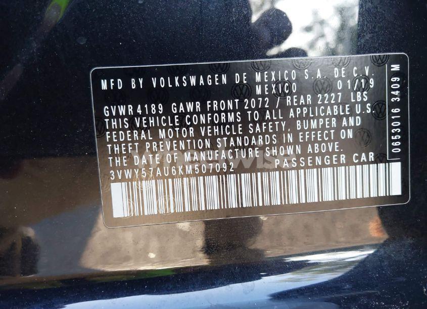 Photo 9 of 2019 Volkswagen Golf SPORTWAGEN 1.4T S/1.4T SE (VIN 3VWY57AU6KM507092)