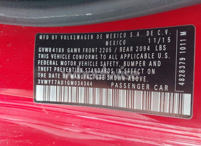 Photo 9 of 2016 Volkswagen Golf GTI S 2-DOOR (VIN 3VWYT7AU1GM034344)