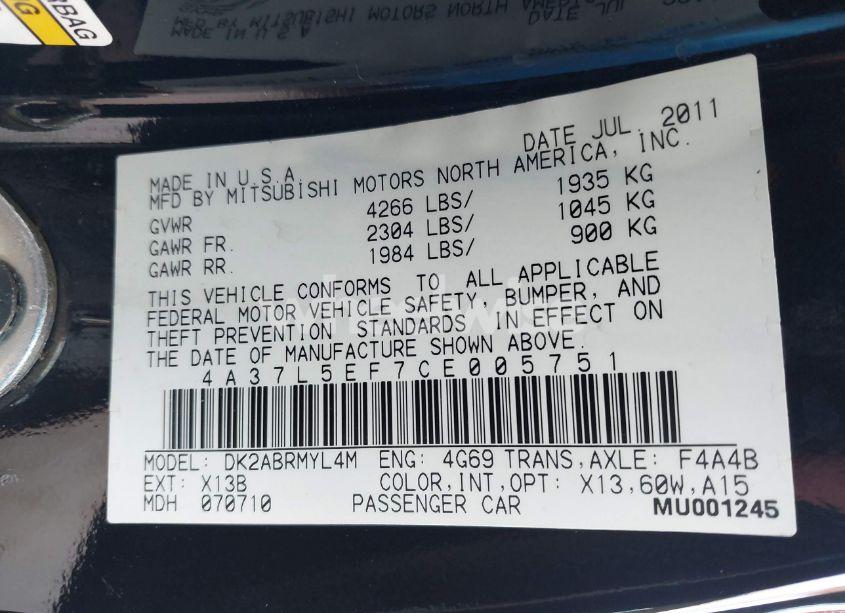 Photo 9 of 2012 Mitsubishi Eclipse SPYDER GS SPORT/SE (VIN 4A37L5EF7CE005751)