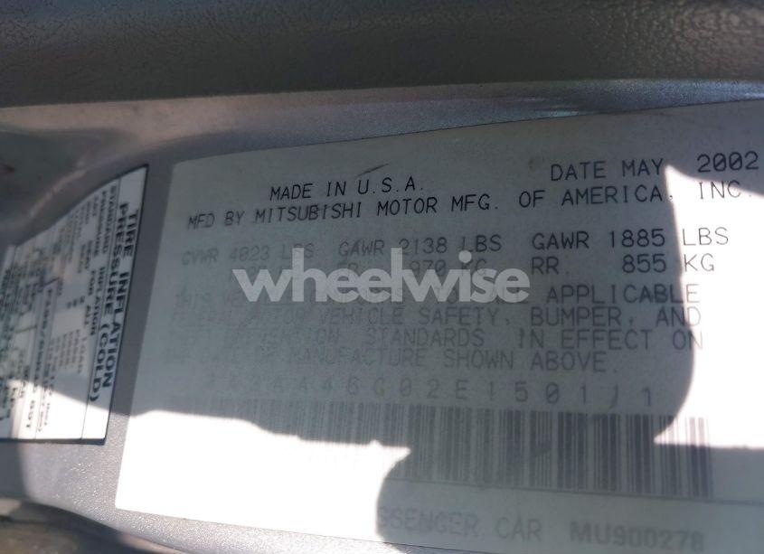 Photo 9 of 2002 Mitsubishi Galant ES/LS (VIN 4A3AA46G02E150111)