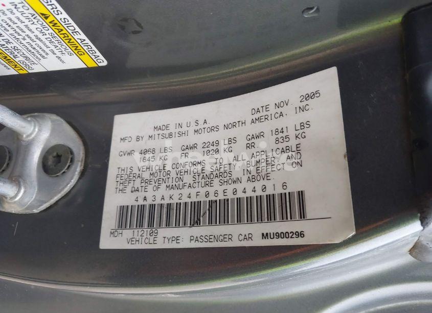 Photo 9 of 2006 Mitsubishi Eclipse GS (VIN 4A3AK24F06E044016)