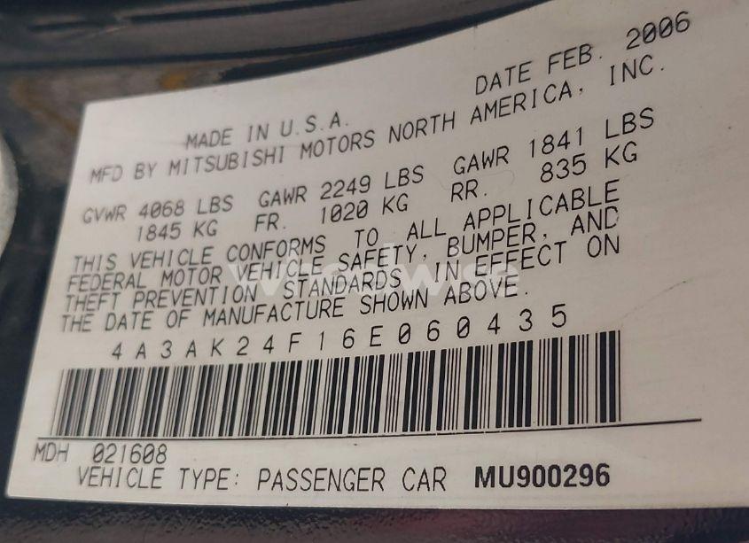 Photo 9 of 2006 Mitsubishi Eclipse GS (VIN 4A3AK24F16E060435)