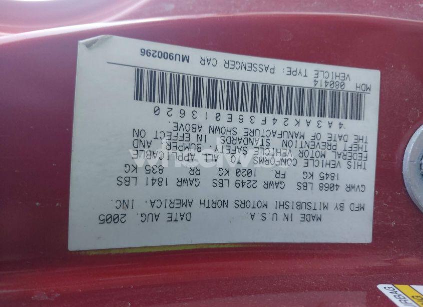 Photo 9 of 2006 Mitsubishi Eclipse GS (VIN 4A3AK24F36E013620)