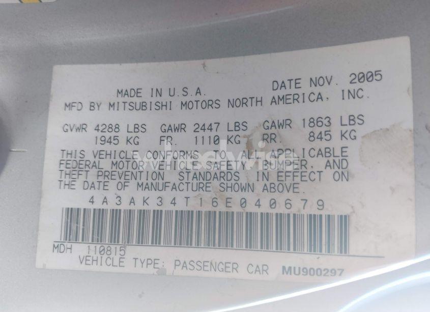 Photo 9 of 2006 Mitsubishi Eclipse GT (VIN 4A3AK34T16E040679)