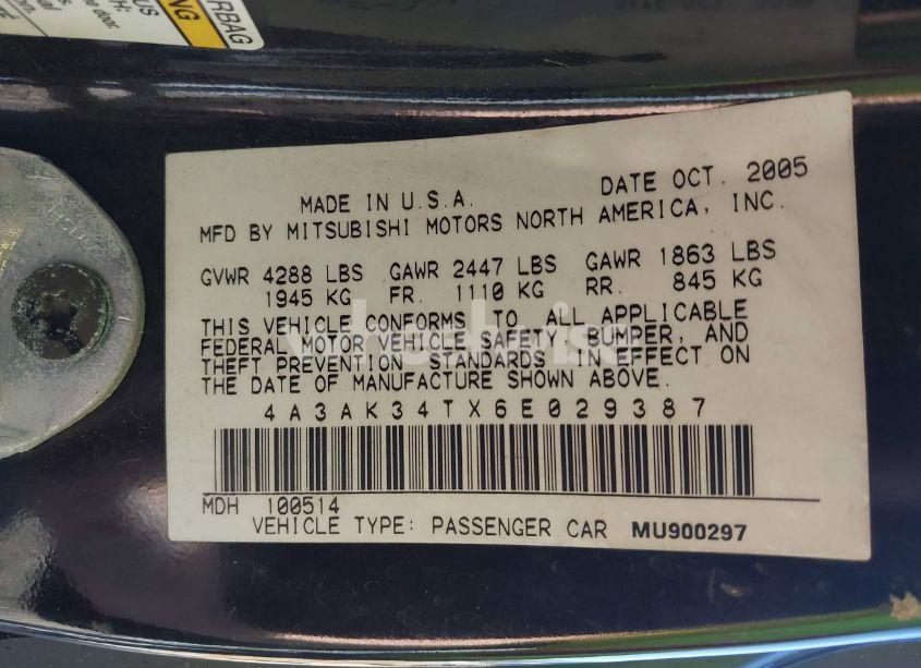 Photo 9 of 2006 Mitsubishi Eclipse GT (VIN 4A3AK34TX6E029387)