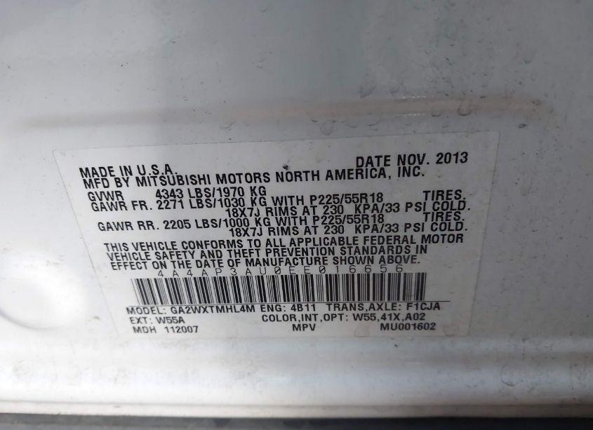 Photo 9 of 2014 Mitsubishi Outlander SPORT ES (VIN 4A4AP3AU0EE016656)