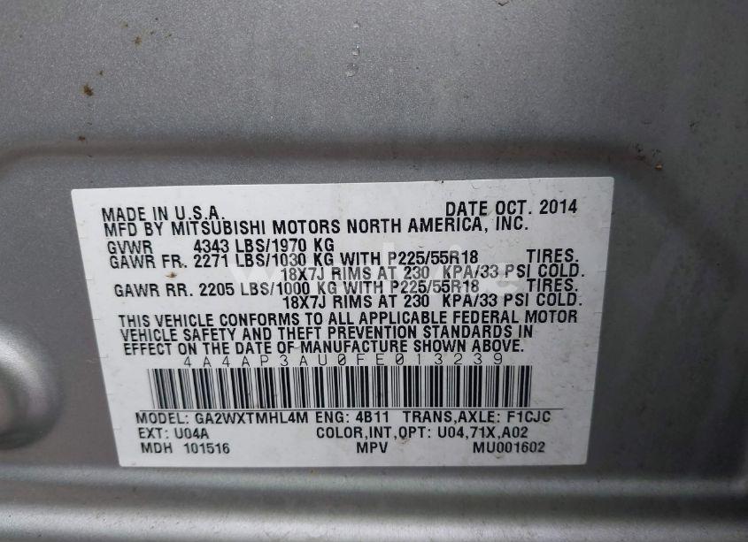 Photo 9 of 2015 Mitsubishi Outlander SPORT ES (VIN 4A4AP3AU0FE013239)