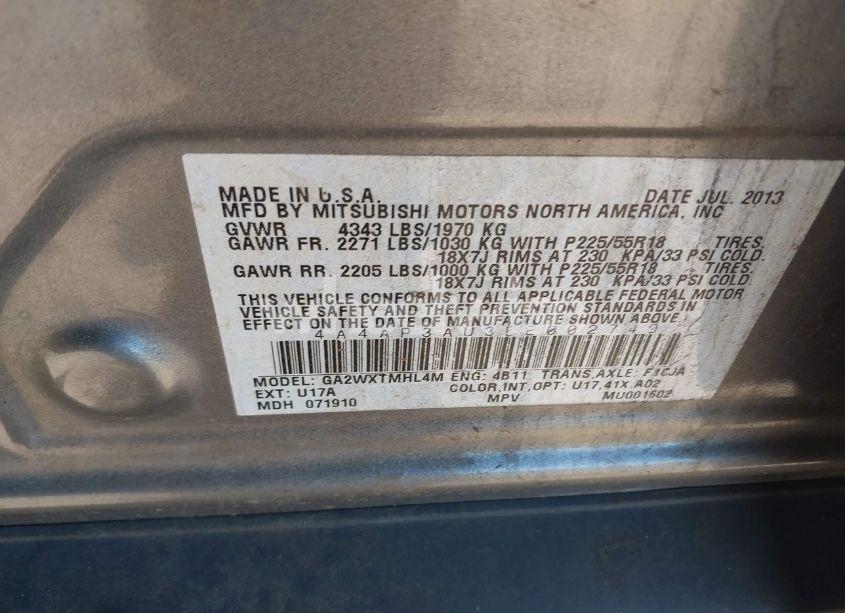 Photo 9 of 2014 Mitsubishi Outlander SPORT ES (VIN 4A4AP3AU3EE002749)