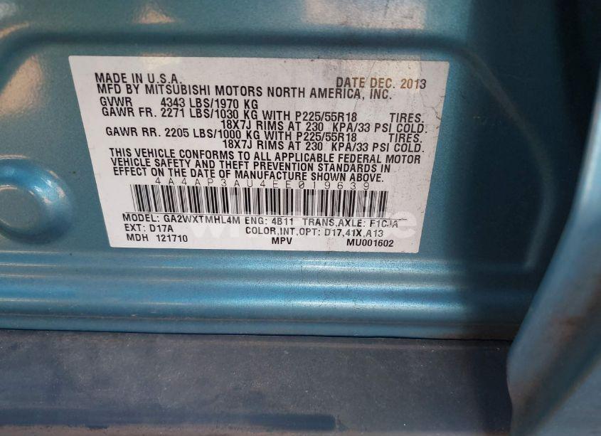 Photo 9 of 2014 Mitsubishi Outlander SPORT ES (VIN 4A4AP3AU4EE019639)