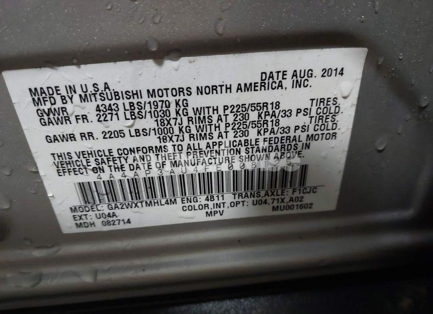 Photo 9 of 2015 Mitsubishi Outlander SPORT ES (VIN 4A4AP3AU4FE008125)