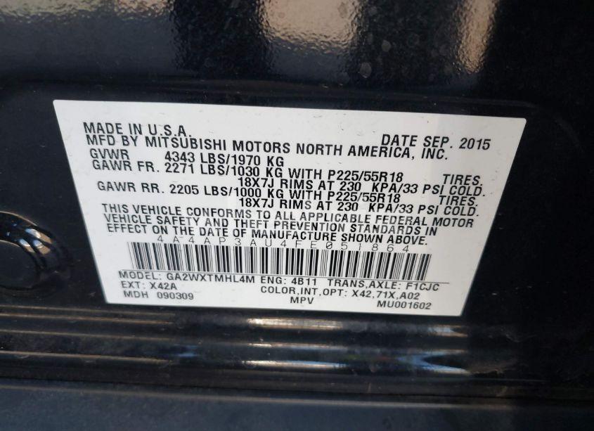 Photo 9 of 2015 Mitsubishi Outlander SPORT ES (VIN 4A4AP3AU4FE051864)