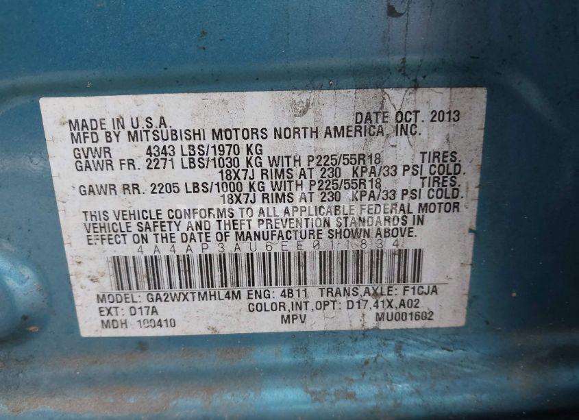 Photo 9 of 2014 Mitsubishi Outlander SPORT ES (VIN 4A4AP3AU6EE011834)