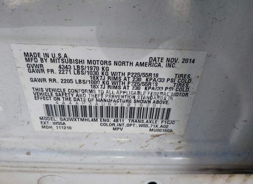 Photo 9 of 2015 Mitsubishi Outlander SPORT ES (VIN 4A4AP3AU6FE016291)