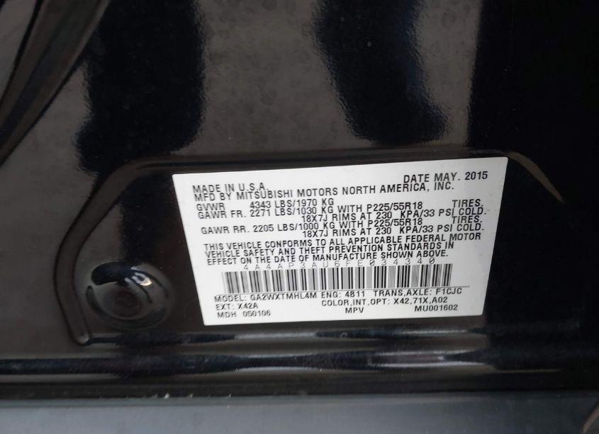 Photo 9 of 2015 Mitsubishi Outlander SPORT ES (VIN 4A4AP3AU6FE034340)