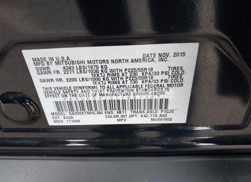 Photo 9 of 2015 Mitsubishi Outlander SPORT ES (VIN 4A4AP3AU6FE061487)