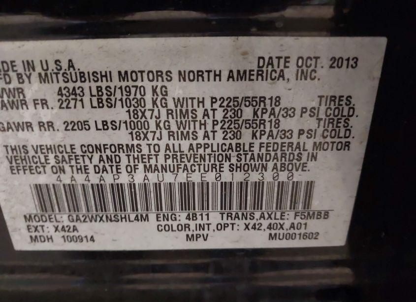 Photo 9 of 2014 Mitsubishi Outlander SPORT ES (VIN 4A4AP3AU7EE012300)