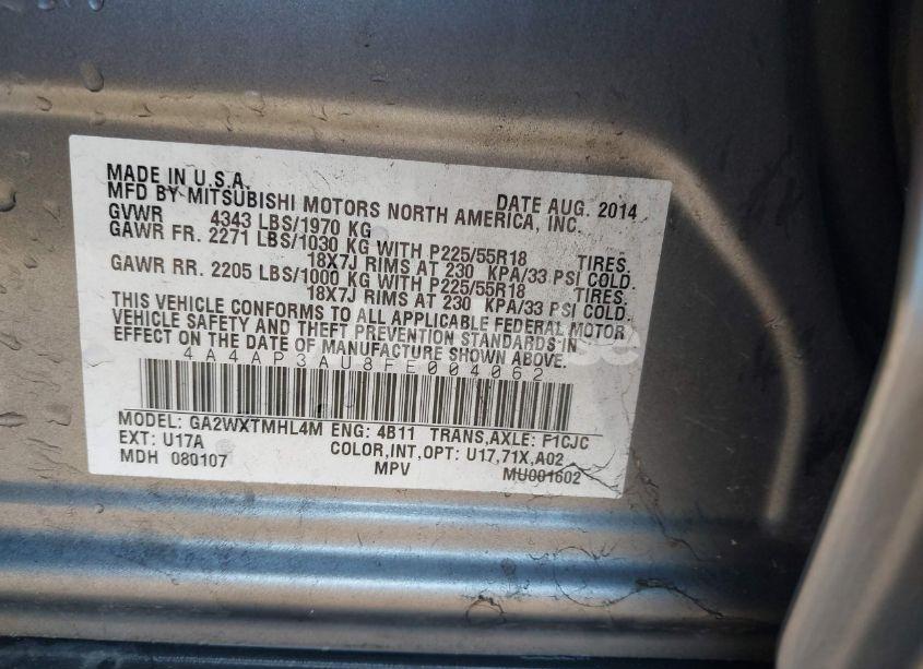 Photo 9 of 2015 Mitsubishi Outlander SPORT ES (VIN 4A4AP3AU8FE004062)