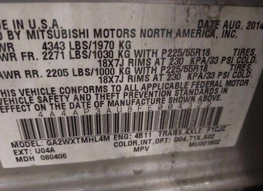 Photo 9 of 2015 Mitsubishi Outlander SPORT ES (VIN 4A4AP3AU8FE004322)