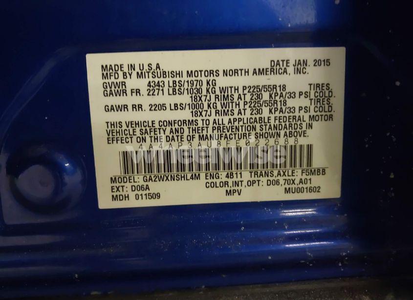 Photo 9 of 2015 Mitsubishi Outlander SPORT ES (VIN 4A4AP3AU8FE022688)