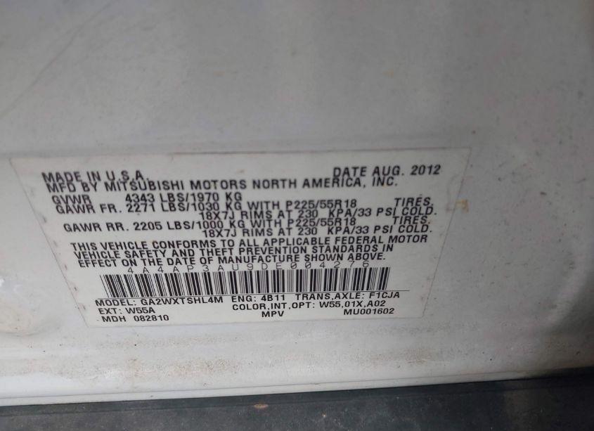 Photo 9 of 2013 Mitsubishi Outlander SPORT ES (VIN 4A4AP3AU9DE004276)