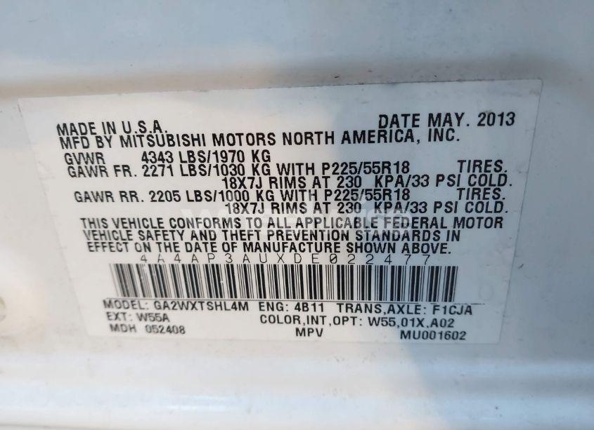 Photo 9 of 2013 Mitsubishi Outlander SPORT ES (VIN 4A4AP3AUXDE022477)