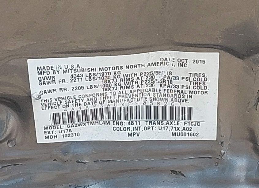 Photo 9 of 2015 Mitsubishi Outlander SPORT ES (VIN 4A4AP3AUXFE058267)