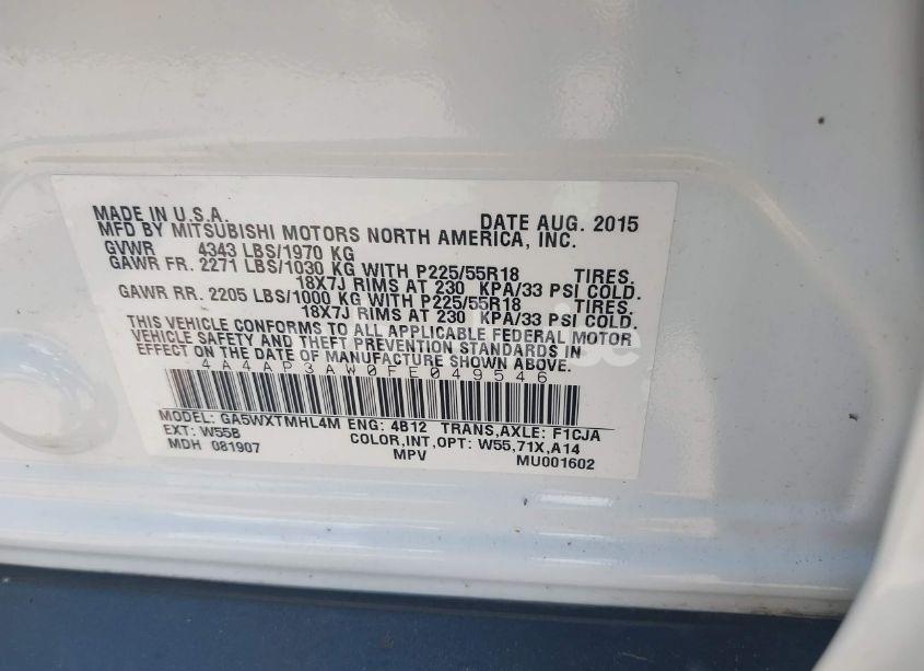 Photo 9 of 2015 Mitsubishi Outlander SPORT ES (VIN 4A4AP3AW0FE049546)