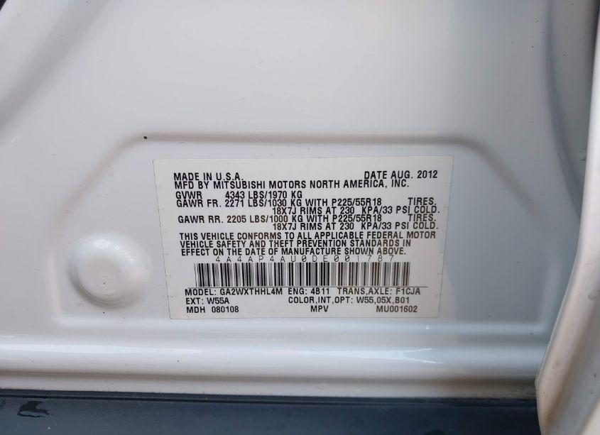 Photo 9 of 2013 Mitsubishi Outlander SPORT SE (VIN 4A4AP4AU0DE001787)