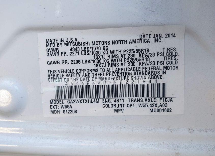 Photo 9 of 2014 Mitsubishi Outlander SPORT SE (VIN 4A4AP4AU7EE021844)