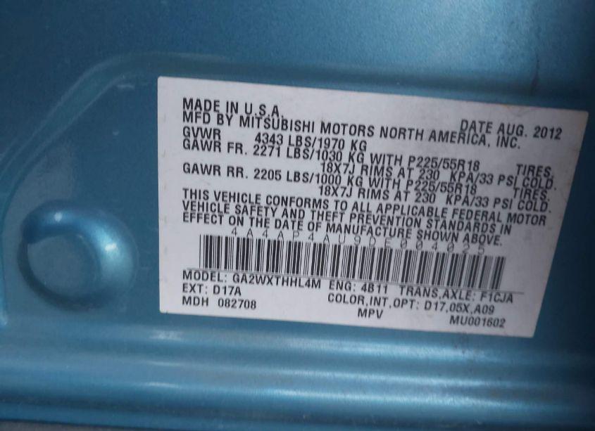 Photo 9 of 2013 Mitsubishi Outlander SPORT SE (VIN 4A4AP4AU9DE004025)