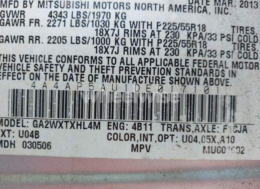 Photo 9 of 2013 Mitsubishi Outlander SPORT LE (VIN 4A4AP5AU1DE017101)