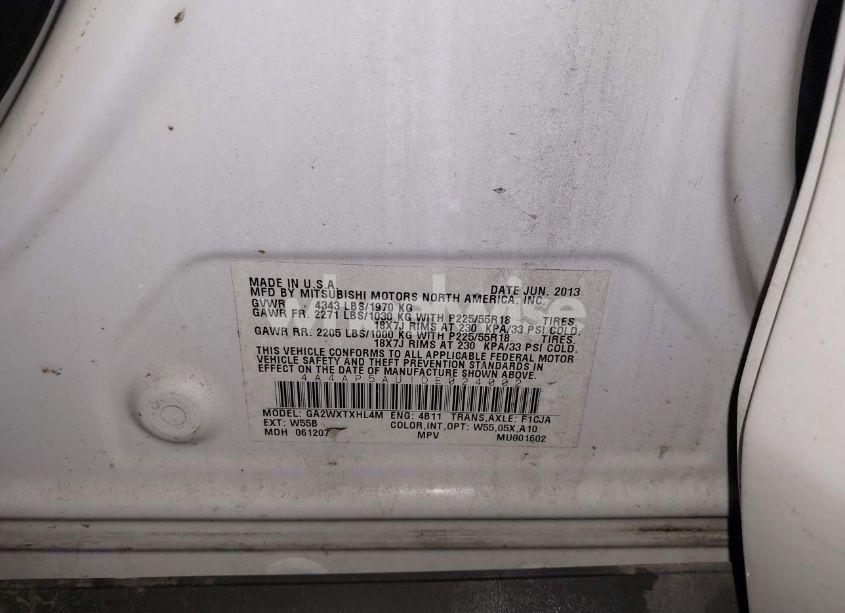 Photo 9 of 2013 Mitsubishi Outlander SPORT LE (VIN 4A4AP5AU1DE024002)