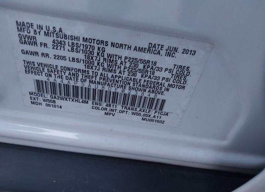 Photo 9 of 2013 Mitsubishi Outlander SPORT LE (VIN 4A4AP5AU8DE023848)