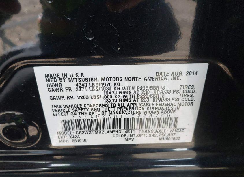 Photo 9 of 2015 Mitsubishi Outlander SPORT ES (VIN 4A4AR3AU1FE006746)
