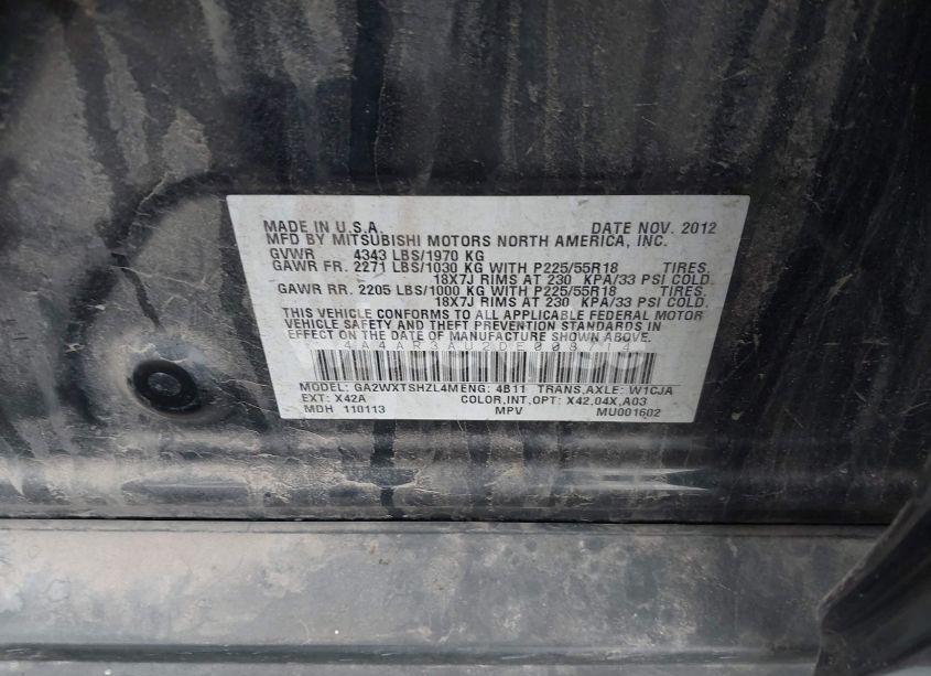 Photo 9 of 2013 Mitsubishi Outlander SPORT ES (VIN 4A4AR3AU2DE008714)