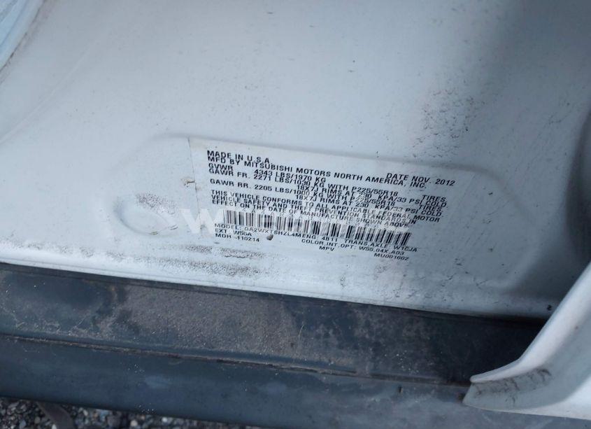 Photo 9 of 2013 Mitsubishi Outlander SPORT ES (VIN 4A4AR3AU3DE008821)