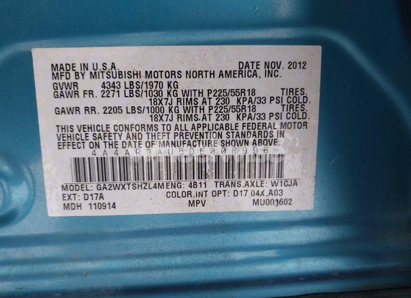 Photo 9 of 2013 Mitsubishi Outlander SPORT ES (VIN 4A4AR3AU5DE008996)
