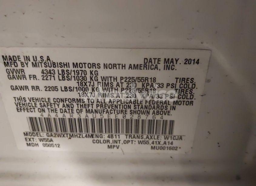 Photo 9 of 2014 Mitsubishi Outlander SPORT ES (VIN 4A4AR3AU5EE028764)