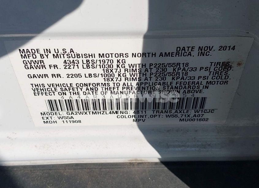 Photo 9 of 2015 Mitsubishi Outlander SPORT ES (VIN 4A4AR3AU5FE017054)