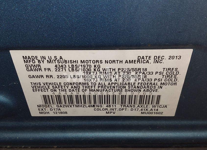 Photo 9 of 2014 Mitsubishi Outlander SPORT ES (VIN 4A4AR3AU6EE019765)