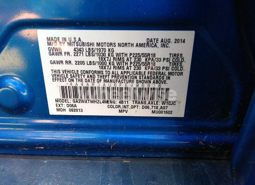 Photo 9 of 2015 Mitsubishi Outlander SPORT ES (VIN 4A4AR3AU6FE006936)