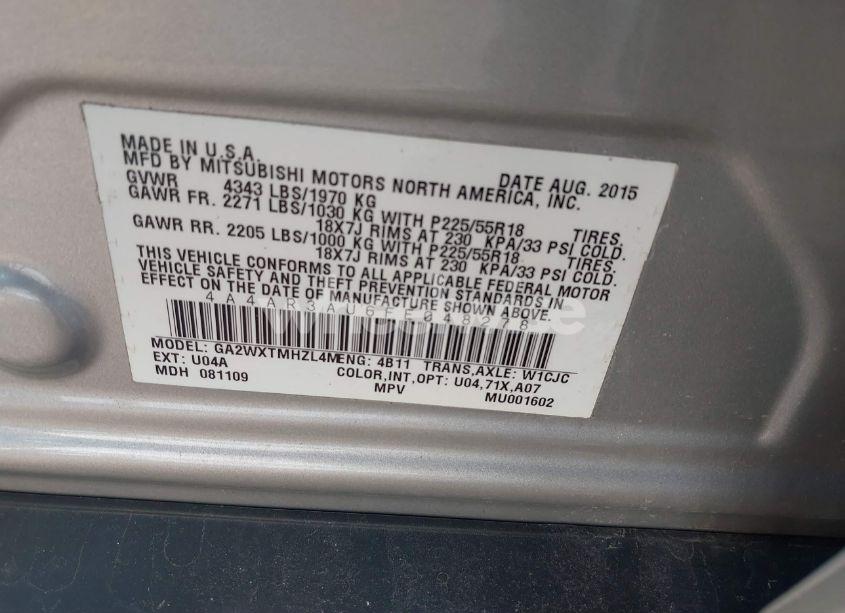 Photo 9 of 2015 Mitsubishi Outlander SPORT ES (VIN 4A4AR3AU6FE048278)